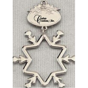Snowflake Icon Holiday Ornament with Imprintable Plate